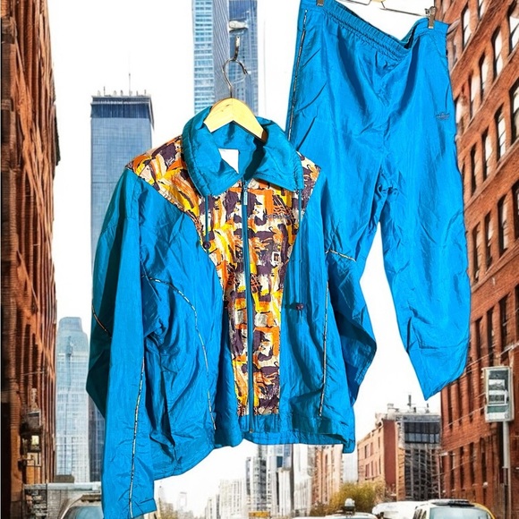 Authentic Vintage 90s Adidas Windbreaker Lightweight Jogging Suit - Picture 1 of 15